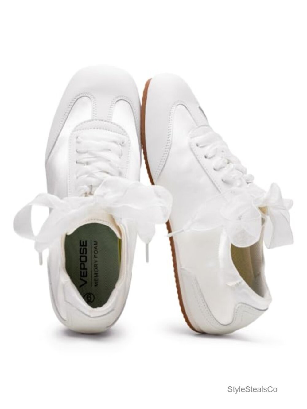 Satin Suede Square Toe Lace-Up Fashion Sneakers Memory Foam